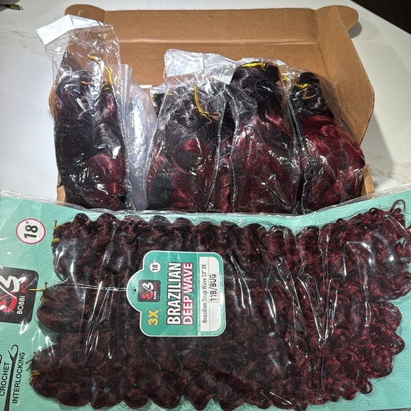 Bobbi Boss Other - 🥳2Fer HAIR Sets, 3 Packs 18” Brazilian Wave, Deep red/wine & 28” Extensions,Wine
